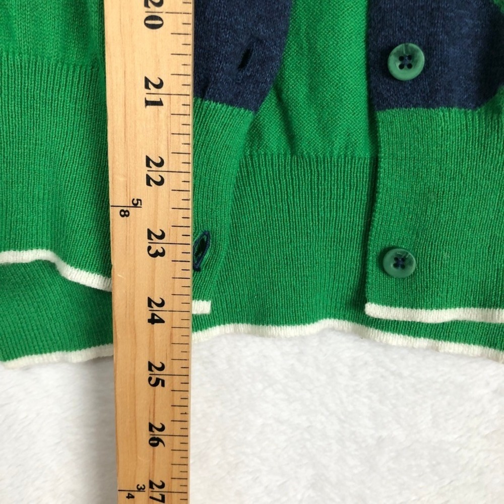 Zaket & Plover Cashmere Cotton Zigzag Intarsia Cardigan Sweater Women's L Green - Picture 6 of 11